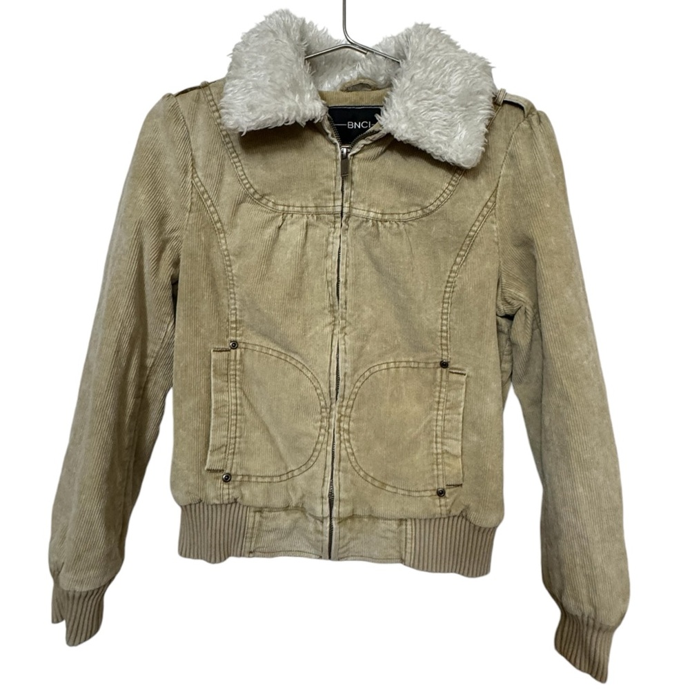 Awesome Tan BNCI Corduroy Retro Jean Jacket Fur Neck Women’s S MINTY